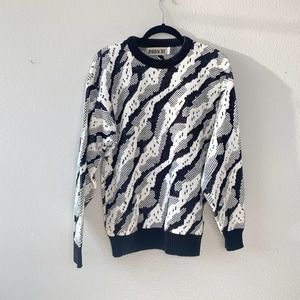 Jordache Black and White Crewneck Sweater